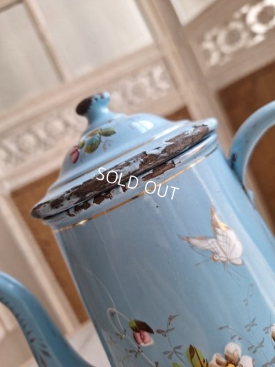 画像21: アンティークホーロー手描きコーヒーポット