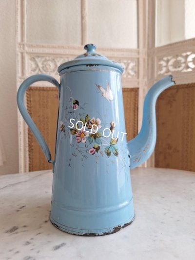 画像9: アンティークホーロー手描きコーヒーポット