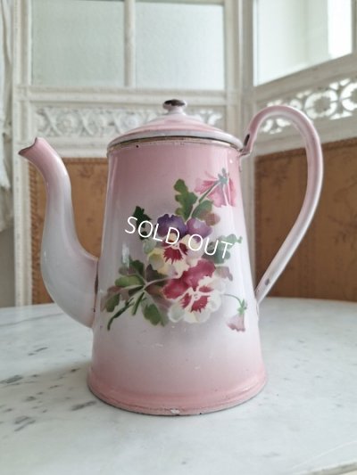 画像4: アンティークホーロー花柄ポット