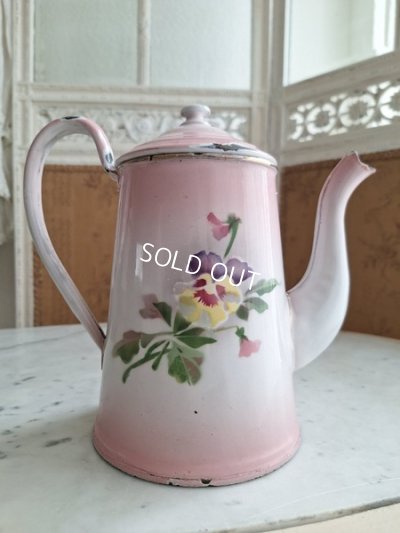 画像6: アンティークホーロー花柄ポット