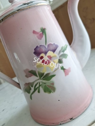 画像3: アンティークホーロー花柄ポット