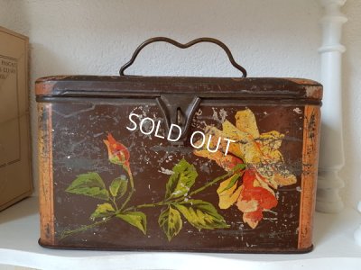 画像5: アンティークローズ柄ティンバスケット缶