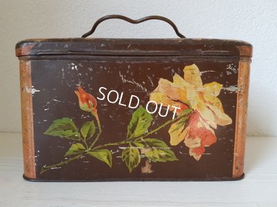 画像7: アンティークローズ柄ティンバスケット缶