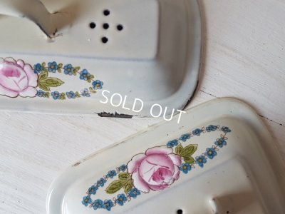 画像10: ホーローローズと勿忘草柄ソープディッシュセット