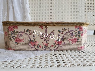 画像10: アンティークリボンと花かご柄カルトナージュボックス