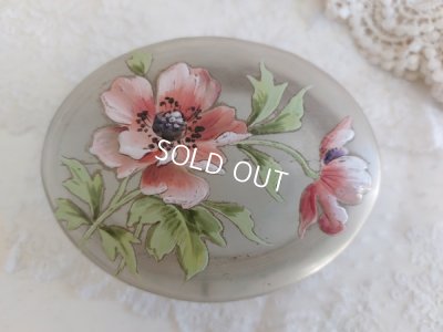 画像2: アンティークアネモネ柄ガラスパウダージャー