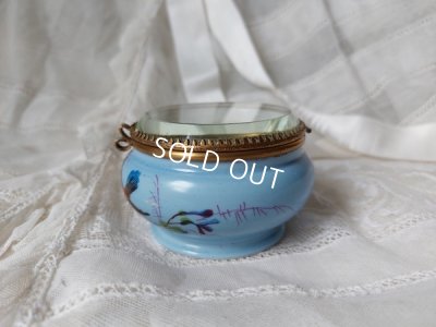 画像5: アンティーク陶器小鳥柄パウダージャー