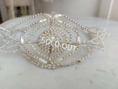 画像14: アンティークベール付ワックスフラワーティアラ