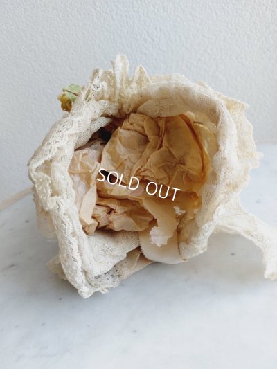 画像2: アンティークワックスオーナメント付きレースポーチ