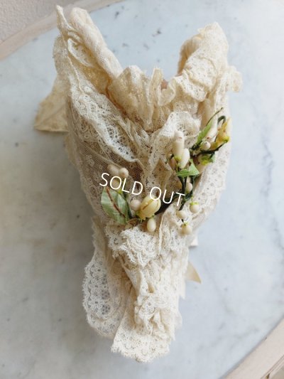 画像8: アンティークワックスオーナメント付きレースポーチ