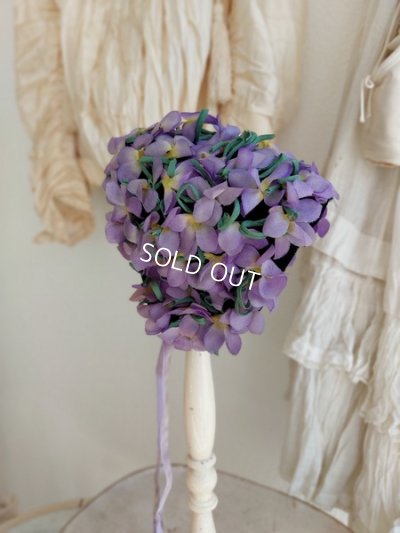 画像2: アンティークすみれの布花ハット