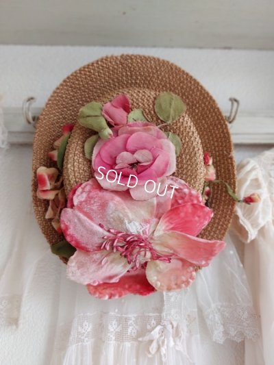 画像13: アンティーク布花ストローハット