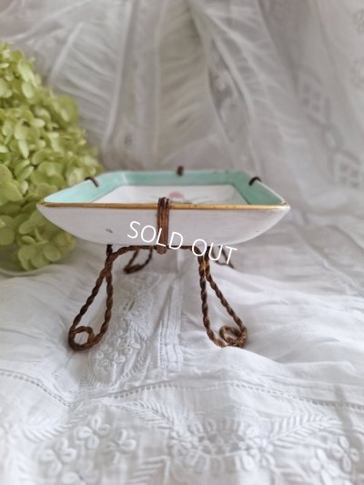 画像9: アンティーク陶器ローズ柄トレイ