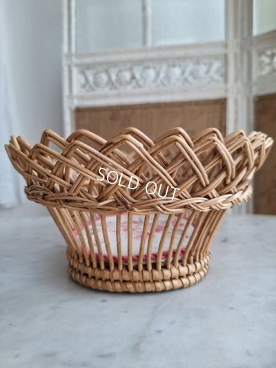 画像10: フレンチファブリック装飾アンティークバスケット