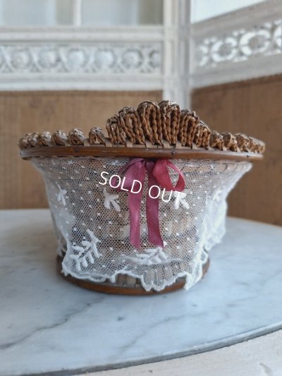 画像8: アンティークフレンチファブリックバスケット