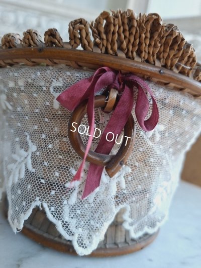 画像6: アンティークフレンチファブリックバスケット