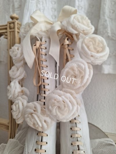 画像2: アンティーク布花冠