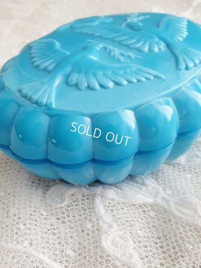 画像2: オパリンガラス小鳥柄ソープディッシュ