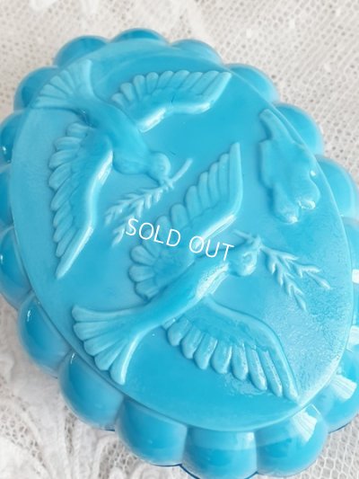 画像6: オパリンガラス小鳥柄ソープディッシュ