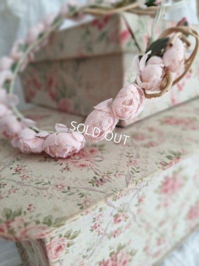 画像2: ピンクの布花冠