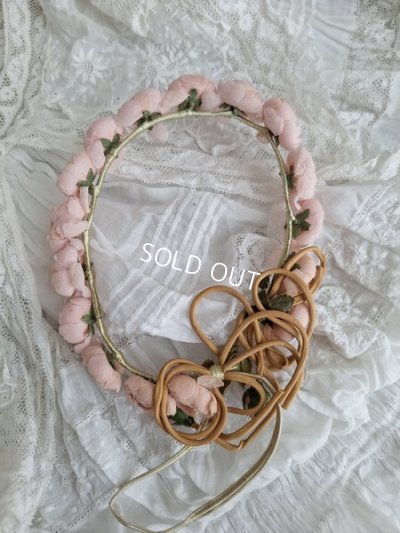 画像7: ピンクの布花冠