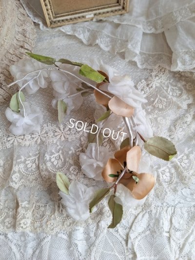 画像12: アンティーク布花ティアラ