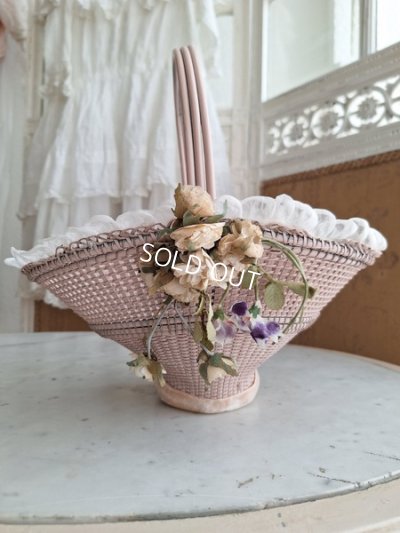画像9: 布花付ピンクバスケット