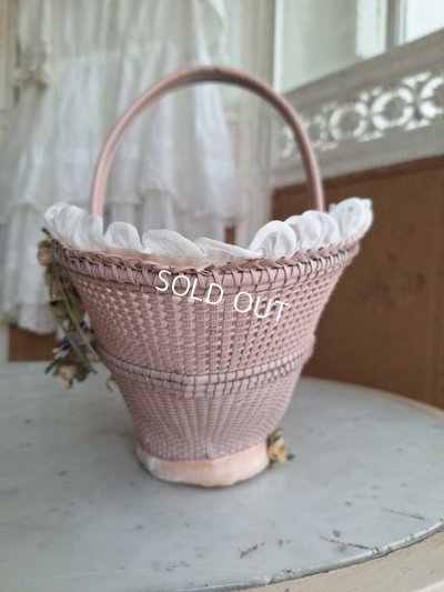 画像14: 布花付ピンクバスケット