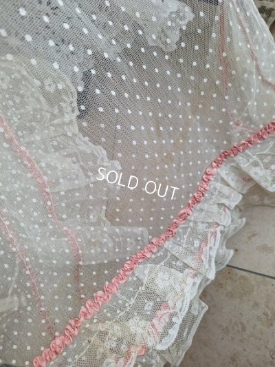 画像38: リボン装飾アンティークレースカーテン