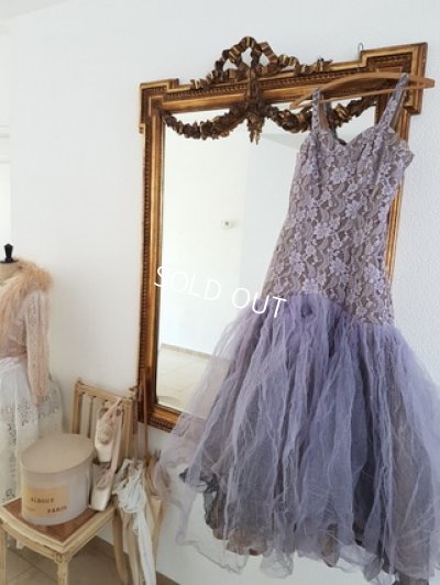 画像2: ヴィンテージパープルチュールドレス