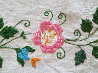 画像2: ハンガリアンリネン花柄刺繍テーブルクロス