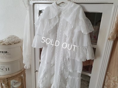 画像1: アンティ―クケープ付き洗礼式ドレス