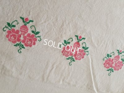 画像10: ハンガリアン花柄刺繍リネンクロス