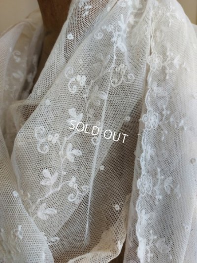 画像2: アンティーク刺繍レーススカーフ