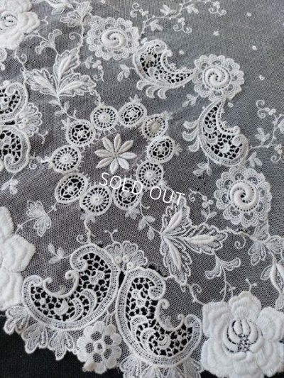 画像6: アンティーク刺繍レーススカーフ