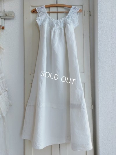 画像7: アンティークフィレレース装飾リネンドレス