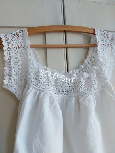 画像2: アンティークフィレレース装飾リネンドレス