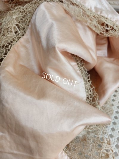 画像12: アンティークサテンシルクレースベッドスプレッド