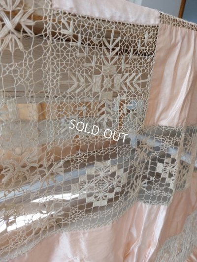 画像11: アンティークサテンシルクレースベッドスプレッド
