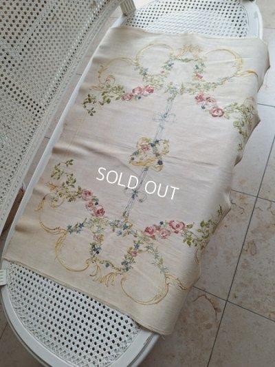 画像10: アンティークローズとリボンの刺繍クロス