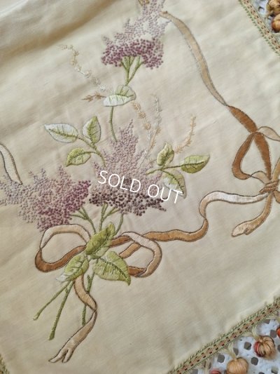 画像2: アンティークライラック柄刺繍クロス