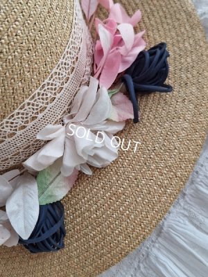 画像2: 布花付ストローハット