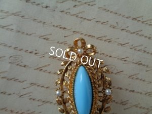 画像6: イギリス製ブルーガラスブローチ