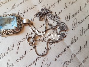 画像6: ブルーガラスシルバーペンダントトップ