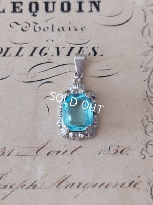 画像6: アンティークシルバーアクアマリンペンダントトップ
