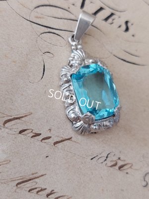 画像8: アンティークシルバーアクアマリンペンダントトップ
