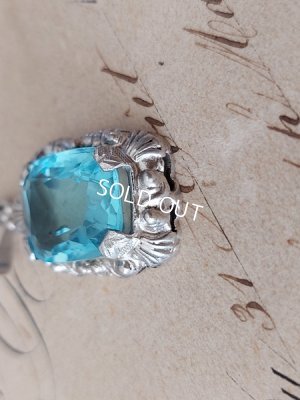 画像10: アンティークシルバーアクアマリンペンダントトップ