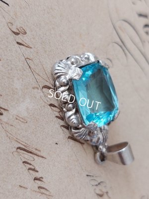 画像11: アンティークシルバーアクアマリンペンダントトップ