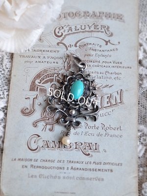 画像9: ターコイズと淡水パールペンダントトップ