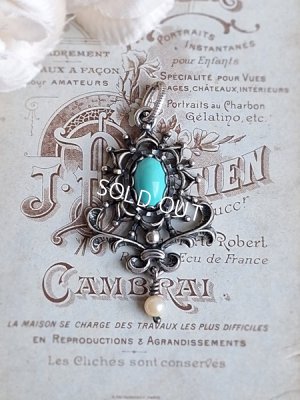 画像8: ターコイズと淡水パールペンダントトップ